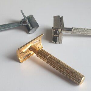 GILLETE  Gold-Plated, Silver GEM MICROMATIC,  3 Vtg Razors, (read description)